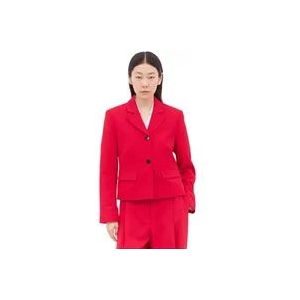 Ganni Klassieke Twill Blazer , Red , Dames , Maat: S