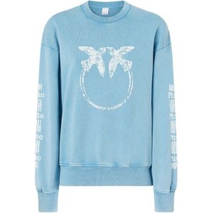 Pinko, Dames, Sweatshirts & Hoodies, Blauw, Maat: L Katoen,