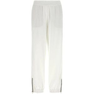Brunello Cucinelli, Dames, Broeken, Wit, Maat: S Katoen,