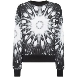 Plein Sport - Optical Flower - Cropped Fleece Trui - Zwart - Dames
