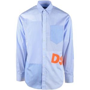 Dsquared2, Heren, Overhemden, Blauw, Maat: XL Katoen,