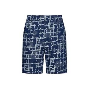 Fendi Blauwe Denim Shorts , Blue , Heren , Maat: W32
