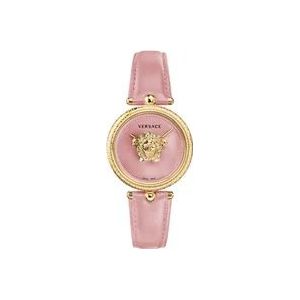 Versace Palazzo Roze Goud Leren Horloge , Yellow , Dames , Maat: ONE Size