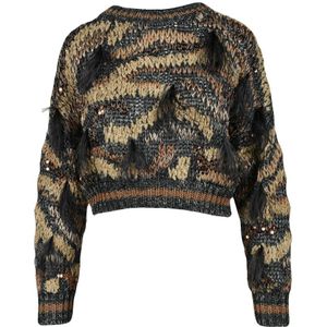 Brunello Cucinelli, Dames, Truien, Veelkleurig, Maat: M Linnen,