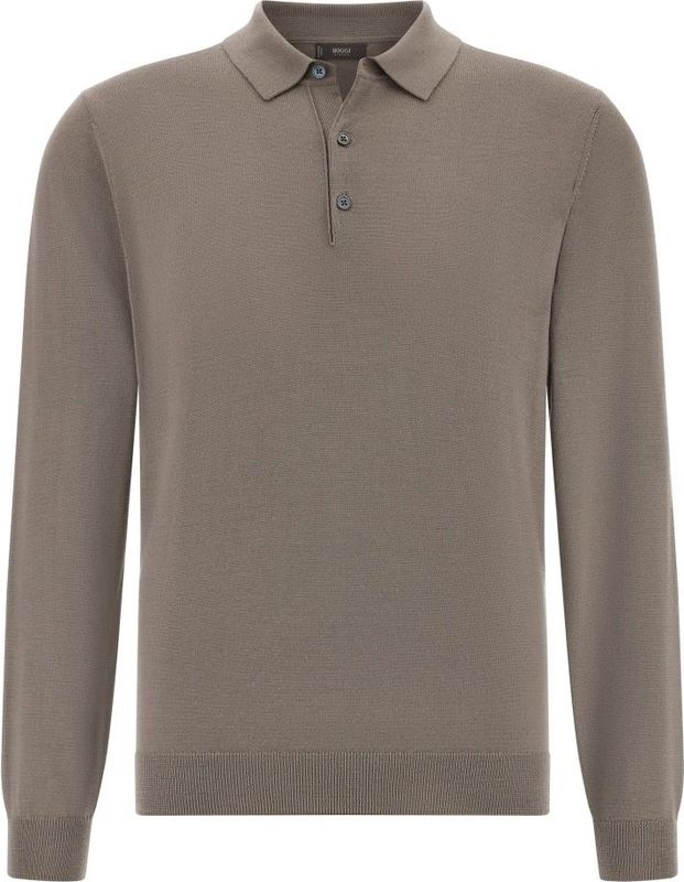 Boggi Milano - Shirt - Taupe - Lange Mouw - Polokraag