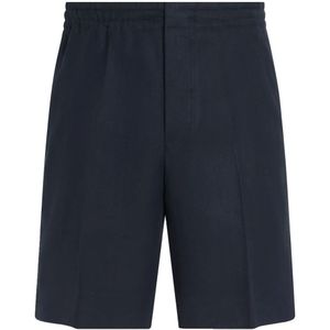 Zegna, Heren, Korte broeken, Blauw, Maat: XL Linnen,