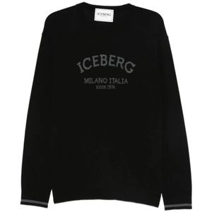 Iceberg, Heren, Truien, Zwart, Maat: XL Wol,