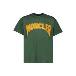 Moncler Bedrukt T-shirt van katoen , Green , Heren , Maat: M