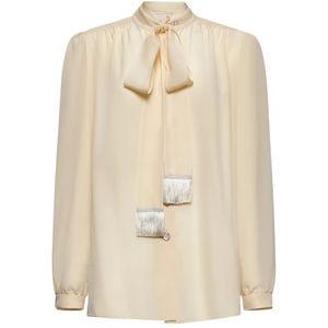 Valentino, Dames, Blouses & Shirts, Beige, Maat: S Zijde,
