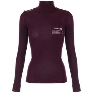 Elisabetta Franchi, Dames, Truien, Paars, Maat: XS Wol,