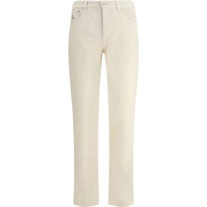 Brunello Cucinelli, Heren, Broeken, Wit, Maat: 2XL Katoen,