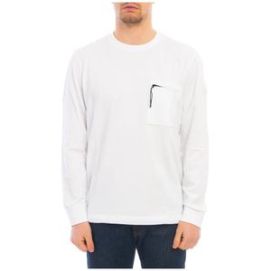 Woolrich, Heren, Sweatshirts & Hoodies, Wit, Maat: M Katoen,