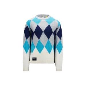 Moncler Argyle Crew Neck Wool Cashmere Sweater , Multicolor , Heren , Maat: M