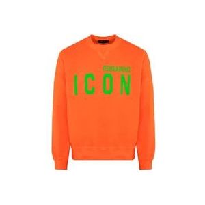 Dsquared2 Heren Icon Splash Sweatshirt Oranje , Orange , Heren , Maat: XL