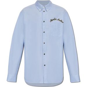 Moncler, Heren, Overhemden, Blauw, Maat: XL Katoen,