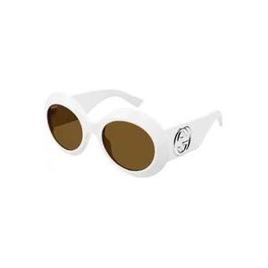 Gucci Witte zonnebril, stijlvol en veelzijdig , White , Dames , Maat: 54 MM