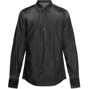 Dsquared2, Heren, Overhemden, Zwart, Maat: M Denim,