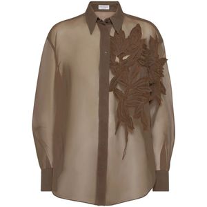 Brunello Cucinelli, Dames, Blouses & Shirts, Bruin, Maat: L Zijde,