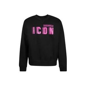 Dsquared2 Mannen Icon Collection Sweatshirt , Black , Heren , Maat: XL