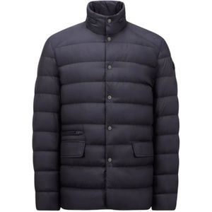 Moncler, Heren, Jassen, Blauw, Maat: XL Poliester,