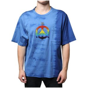 Dolce & Gabbana - T-shirt - Blauw - Tie-Dye - Korte Mouwen