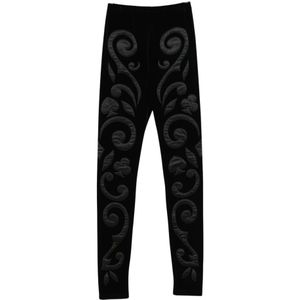 Emporio Armani, Dames, Broeken, Zwart, Maat: M Leer,