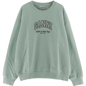 Ganni, Dames, Sweatshirts & Hoodies, Groen, Maat: L/Xl Katoen,