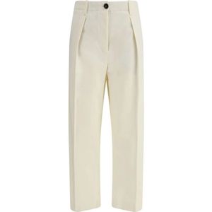 Brunello Cucinelli, Dames, Broeken, Wit, Maat: S Katoen,