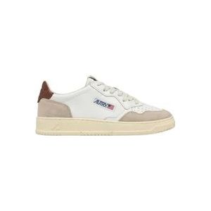 Autry Witte leren sneakers met rode hiel , White , Heren , Maat: 45 EU