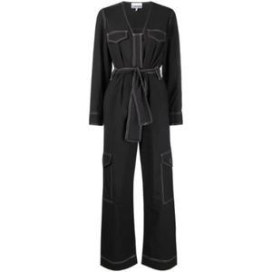 Ganni, Dames, Jumpsuits & Playsuits, Zwart, Maat: XS Katoen,