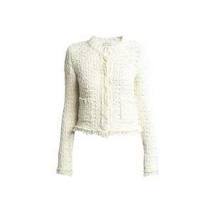 Moncler Tweed Cardigan met drukknoopsluiting , White , Dames , Maat: XS