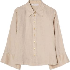 Busnel, Dames, Blouses & Shirts, Beige, Maat: L Katoen,
