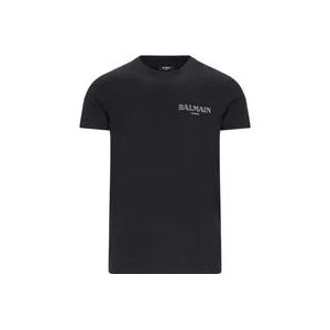 Balmain Logo T-shirt en Polo in Zwart , Black , Heren , Maat: M