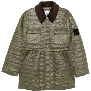 Ganni, Dames, Jassen, Groen, Maat: S Leer,