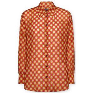Elena Mirò, Dames, Blouses & Shirts, Oranje, Maat: M Katoen,