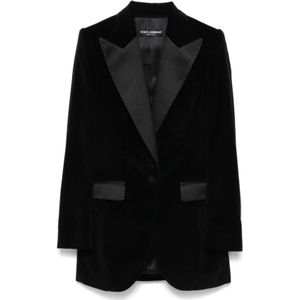 Dolce & Gabbana, Dames, Jassen, Zwart, Maat: S Satijn,