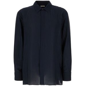 Saint Laurent, Heren, Overhemden, Blauw, Maat: 2XL