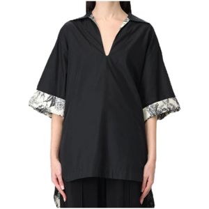 Simona Corsellini, Dames, Blouses & Shirts, Zwart, Maat: S Katoen,