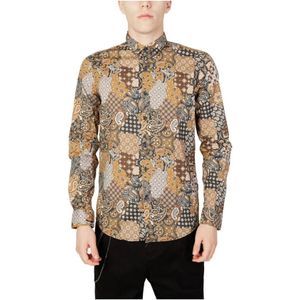 Gianni Lupo, Heren, Overhemden, Beige, Maat: 4XL Katoen,