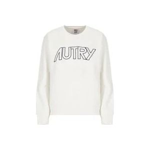Autry Witte Crew Neck Sweatshirt met Contrasterend Logo , White , Dames , Maat: S