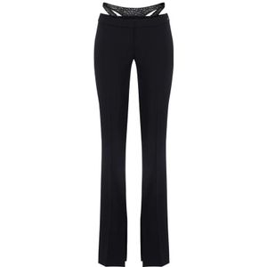 Elisabetta Franchi, Dames, Broeken, Zwart, Maat: XS Satijn,