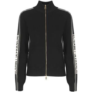Elisabetta Franchi, Dames, Truien, Zwart, Maat: S Viscose,