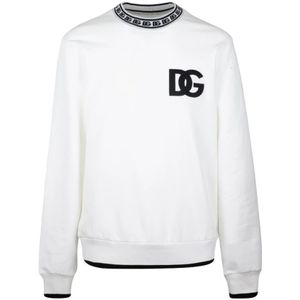 Dolce & Gabbana, Heren, Sweatshirts & Hoodies, Wit, Maat: M Katoen,