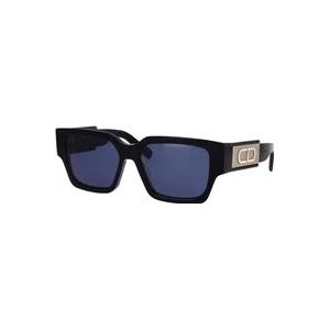 Dior Originele vierkante zonnebril met blauwe lenzen , Black , unisex , Maat: 55 MM