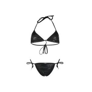 Balmain Logo Print Bikini, Strandklaar Stijl , Black , Dames , Maat: L