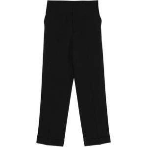 Alberta Ferretti, Dames, Broeken, Zwart, Maat: M Leer,