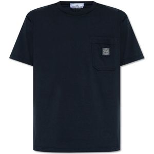 Stone Island, Heren, Tops, Blauw, Maat: S Katoen,