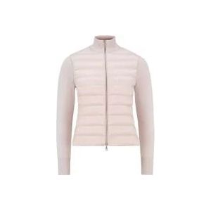 Moncler Cardigan met Nylon Voorkant en Wol Mouwen , Pink , Dames , Maat: M