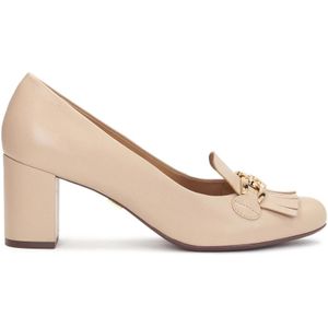 Kazar - Beige Pumps - Leer - Stiletto met Kwastjes en Ketting