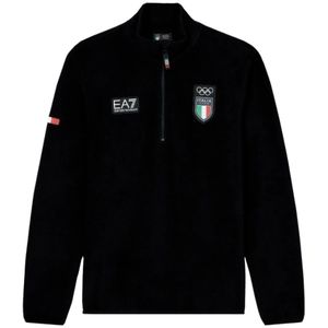 Emporio Armani Ea7, Heren, Sweatshirts & Hoodies, Zwart, Maat: L Fleece,